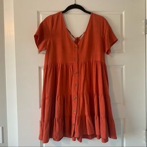 NWOT Endless Blu. Tiered Tangerine Orange Babydoll Dress